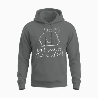 Faules Schaf - Statement Spruch - Ich Muss Gar Nix - Schafe Unisex Hoodie - Graphite Heather