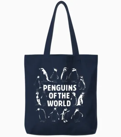 Youth Penguins of the World Animals Penguin Tote Bags - Navy