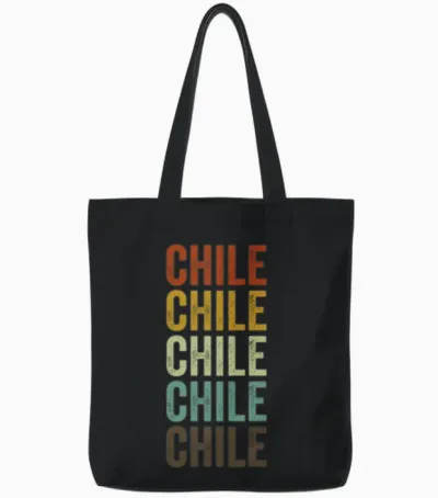 Chile Retro Vintage Tote Bags - Black