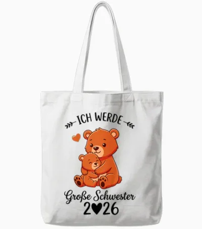 Kinder Ich Werde Große Schwester 2026 Tote Bags - White