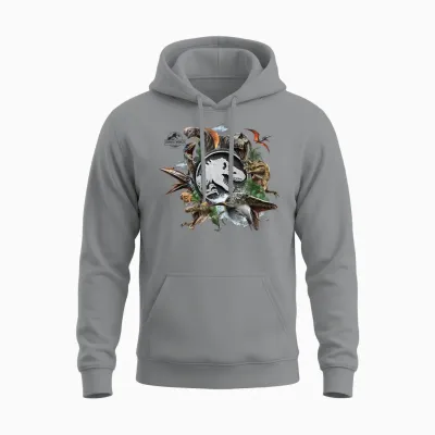 Jurassic World Rebirth Circle Logo Dinosaurs Unisex Hoodie - Sport Grey