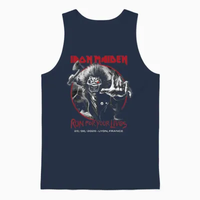 Iron Maiden Run for Your Lives Tour 2026 Lyon Unisex Tank Top - Navy