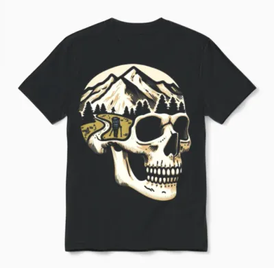 Hiking Hike Skull Unisex T-Shirt - Black