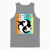 Funny Vintage Retro Orca Unisex Tank Top in Sport Grey - 1