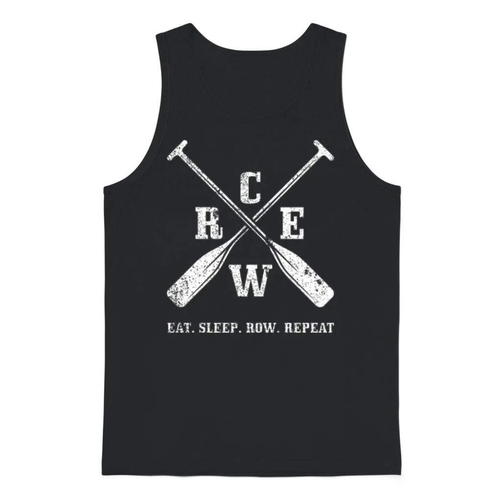Eat. Sleep. Row. Repeat Crew Rowing Boating Crew Unisex Tank Top - Black