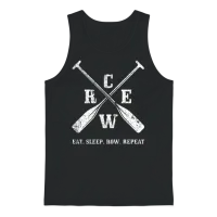 Eat. Sleep. Row. Repeat Crew Rowing Boating Crew Unisex Tank Top - Black – 1