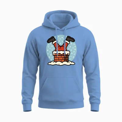 Santa Feet Snow Chimney Humor Unisex Hoodie - Carolina Blue