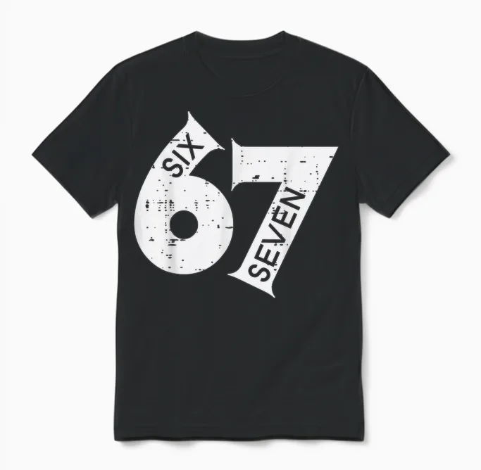 67 Meme Six Seven Number 6 7 on It Costume Boys Unisex T-Shirt in Black