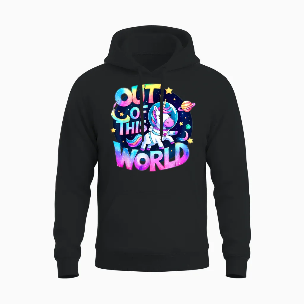 Aventure Kawaii Astronaute Licorne Unisex Hoodie in Black