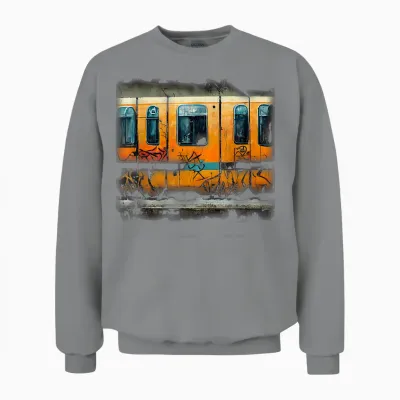 Trains Graffiti Style Street Art T-Shirt, Black Unisex Sweatshirt - Sport Grey
