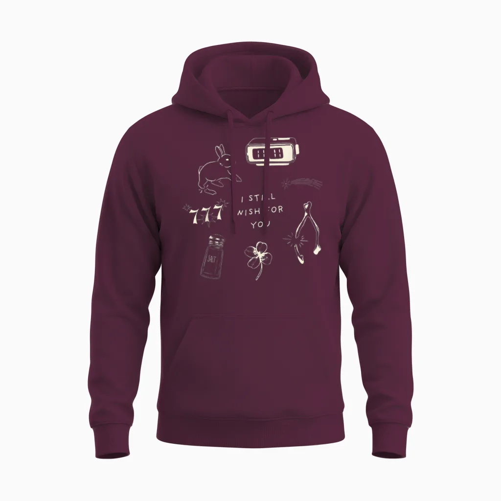Wishbone - Eleven Eleven Graphic - Lucky Charm Collage Unisex Hoodie in Maroon