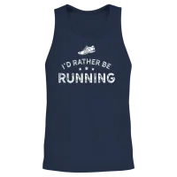 Running Design Id Rather Be Running White Cross Country Fitness Funny Gift Unisex Tank Top - Navy – 2