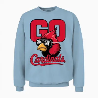 Retro Go Cardinals Game Day Gifts for Men Women Kid Boy Girl Unisex Sweatshirt - Light Blue