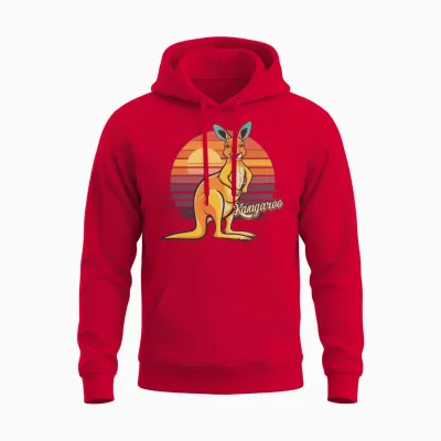 Funny Kangaroo Retro Vintage Unisex Hoodie - Red