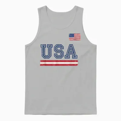 T-Shirt Drapeau Américain Maillot Rétro Vintage Usa Unisex Tank Top - Ash