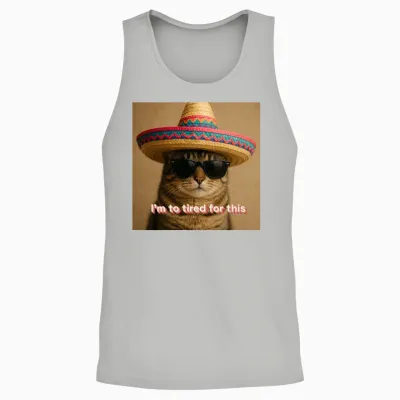 Cat Funny Unisex Tank Top - Ash