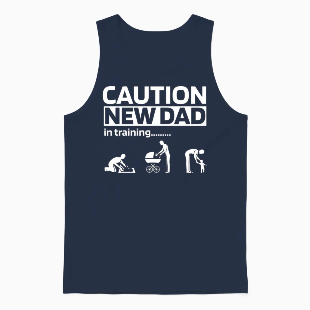New Dad Funny Parenting Unisex Tank Top in Navy