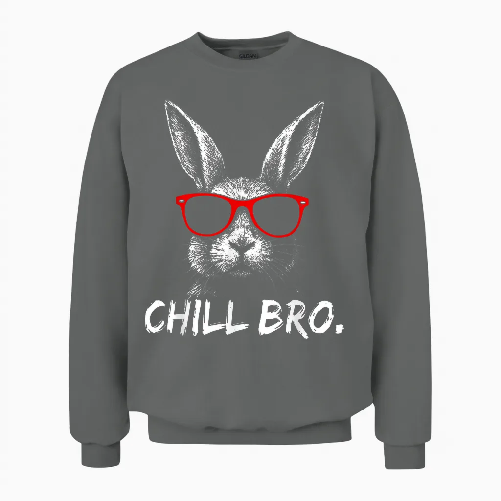 Chill Bro Cool Rabbit with Sunglasses Gamer Rabbit Easter Unisex Sweatshirt in Graphite Heather