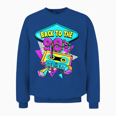90s Back to the 90s T-Shirt, Black Unisex Sweatshirt - Royal