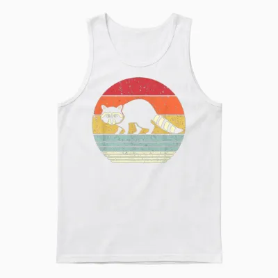Raccoon Shirt. Retro Style Unisex Tank Top - White