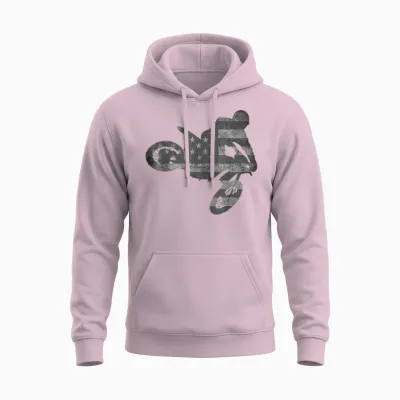 Dirt Bike American Flag T-Shirt | Motocross Enduro Unisex Hoodie - Light Pink