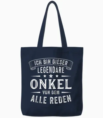 Men's T-Shirt with German Text "ich Bin Dieser Legendäre Uncle, Black Tote Bags - Navy