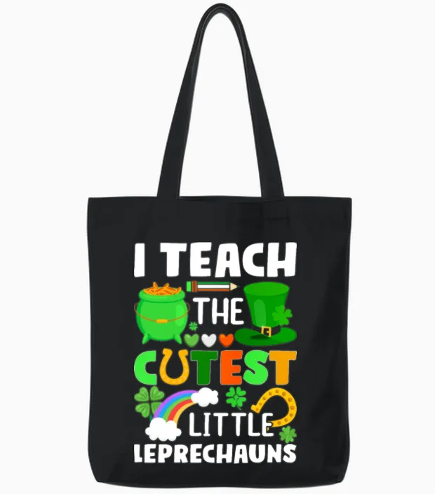 St. Patricks Day Teacher Cutest Little Leprechauns Tote Bags in Black