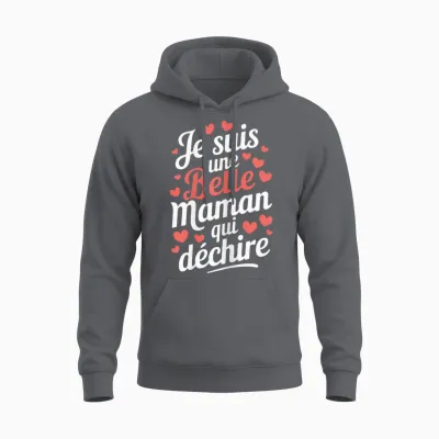 Belle Maman Qui Déchire Femme Humour Gift Mother's Day T-Shirt, Black, Female X-Small Unisex Hoodie - Charcoal