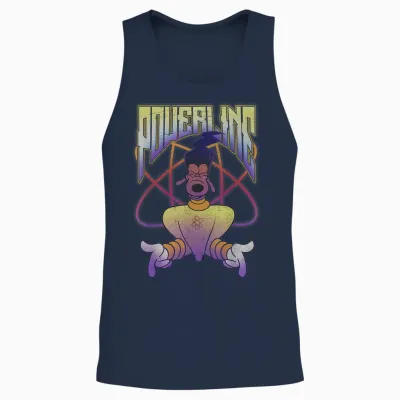 Disney a Goofy Movie Powerline Logo Portrait Short Sleeve Unisex Tank Top - Navy