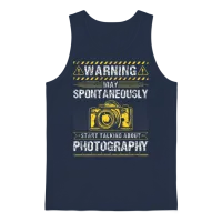 May Spontaneously Start Talking About Photography Unisex Tank Top - Navy – 1