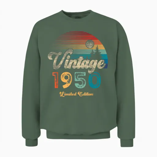 Vintage 1950 Limited Edition Sunset 75th Anniversary Unisex Sweatshirt - Military Green
