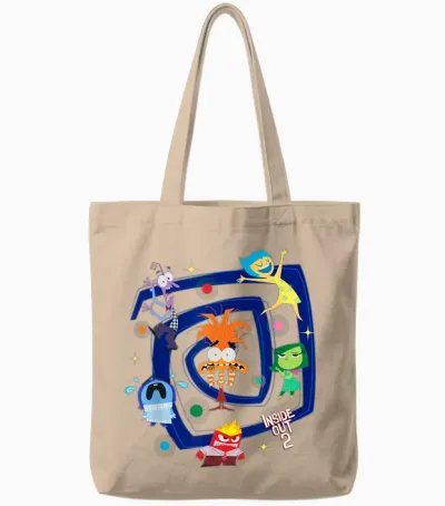 Disney and Pixar's Inside Out 2 Emotional Spiral Anxiety T-Shirt, Black, S Tote Bags - Natural