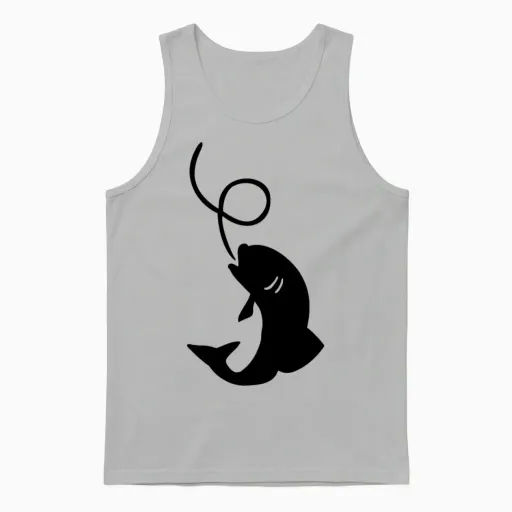 Fish Fishing Unisex Tank Top in Ash