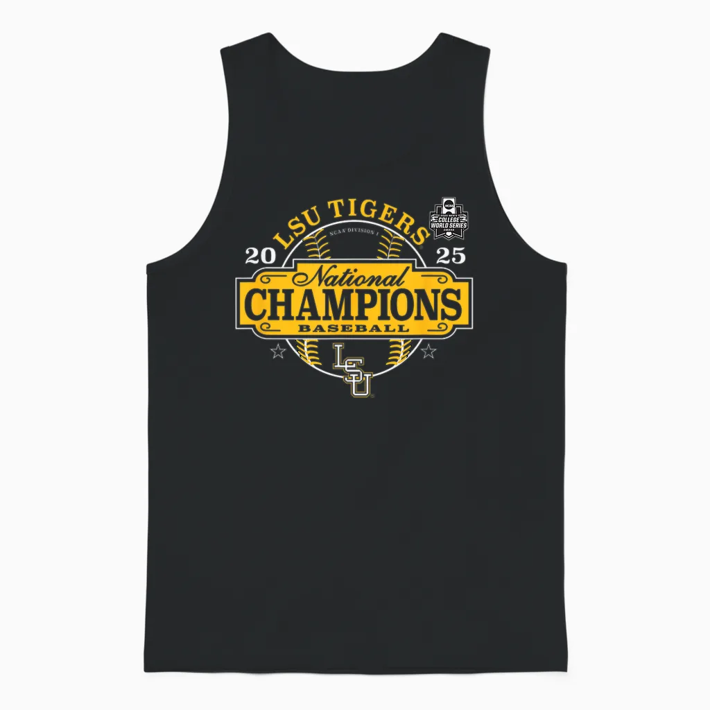 Lsu Tigers Baseball National Champs 2025 Mcws Winner Unisex Tank Top in Black