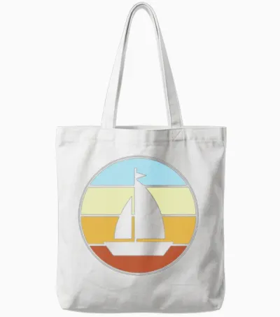 Sailing Retro Tote Bags - White