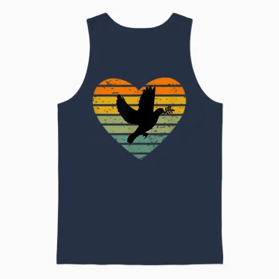 T-Shirt with "i Love Peace Symbol Freedom World Peace Dove of Peace Unisex Tank Top - Navy