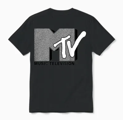 Mademark X Mtv - Classic Official Original Mtv Logo with Wall Structure Unisex T-Shirt - Black