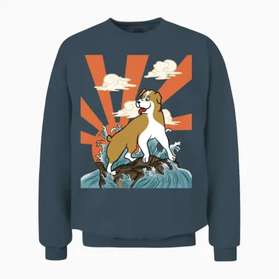 English Bulldog Japanese Retro Unisex Sweatshirt - Dark Heather