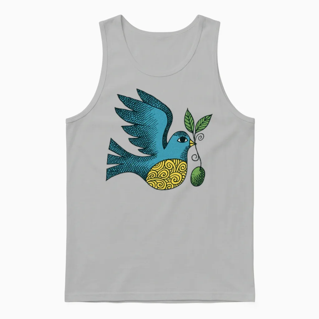 Retro Dove of Peace Unisex Tank Top in Ash