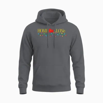 Home Alone Christmas Logo with String of Colorful Lights Unisex Hoodie - Charcoal