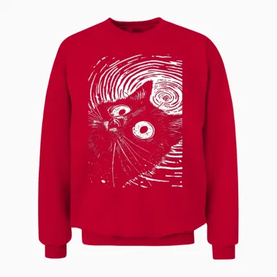 Trippy Cat | Pastel Goth Gothic Grunge Alt Punk Weirdcore Unisex Sweatshirt - Red