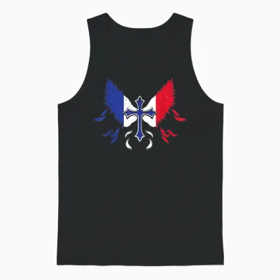 French Patriot France French Flag with Cross Vintage Unisex Tank Top - Black