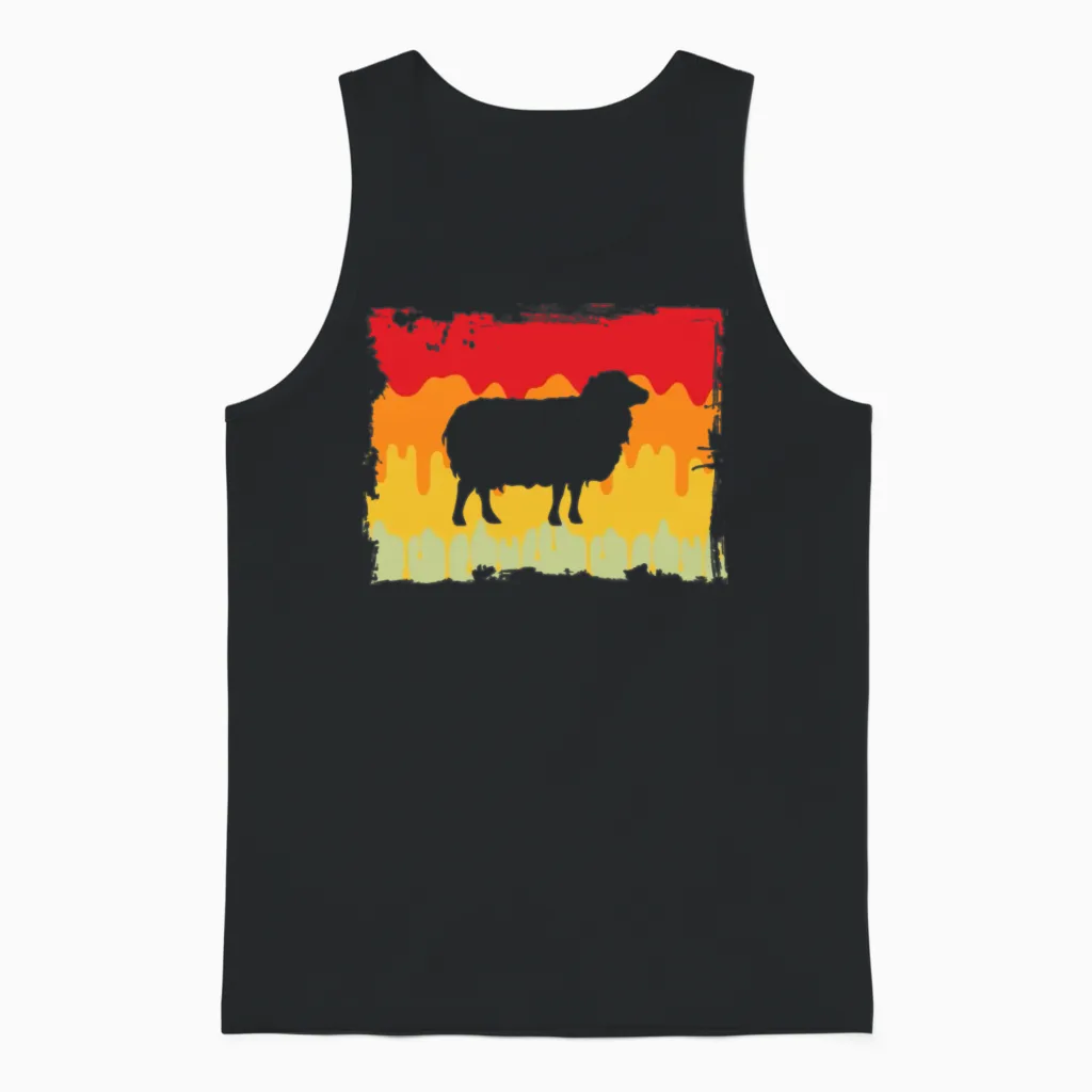 Sheep Retro Unisex Tank Top in Black