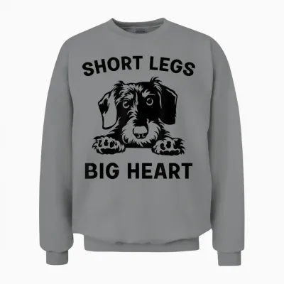 Funny Dachshund Hard Haired Short Legs Big Heart Unisex Sweatshirt - Sport Grey