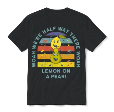 Lemon on a Pear Funny Unisex T-Shirt - Black