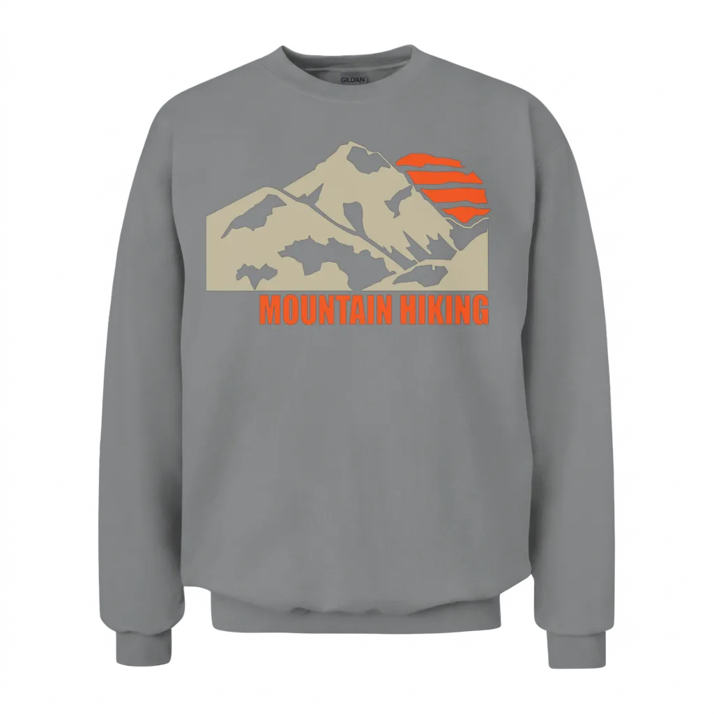 Vintage Mountain Hiking Graphic Illustration With Unisex Sweatshirt - Sport Grey