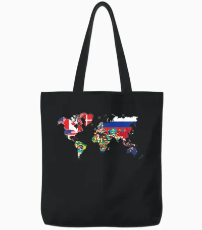 Alle Länder Flaggen Der Welt 287 Flag International Tote Bags - Black