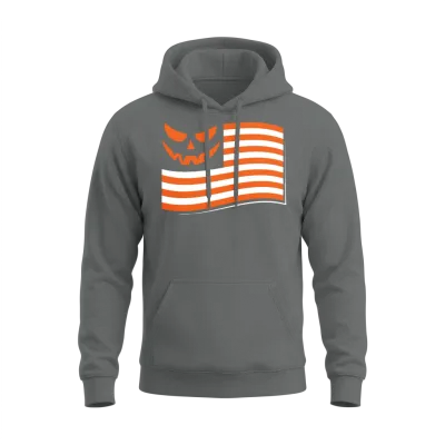 Smiling Jack O'lantern Flag Patriotic Halloween Unisex Hoodie - Graphite Heather