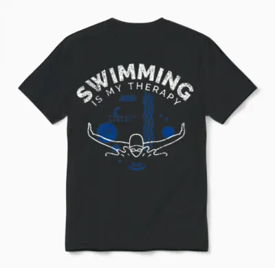 Swimming Funny Saying Swimming Is My Therapy Unisex T-Shirt - Black