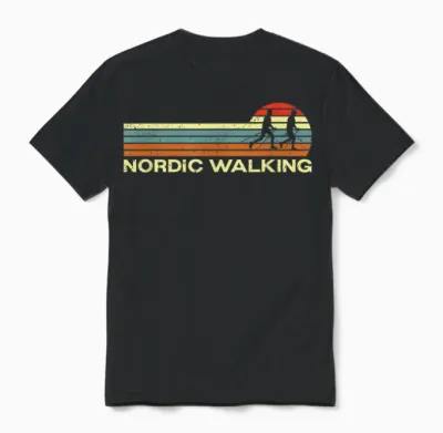 Nordic Walking Suit for Seniors, Nordic Walkers and Other Unisex T-Shirt - Black
